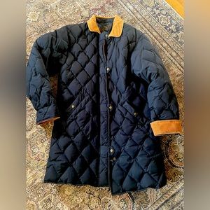 Vintage Eddie Bauer Black and Tan corduroy Quilted down Puffer Coat